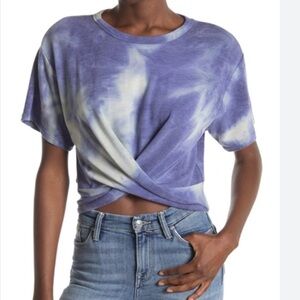 NWOT Lush Nordstrom Tie Dye Front Twist Tee Shirt Blue Large L